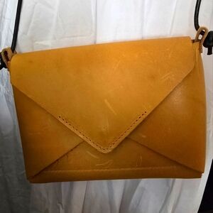 Holtz Zaj Cecilia Envelope Crossbody Bag Purse Mustard Leather Gorgeous